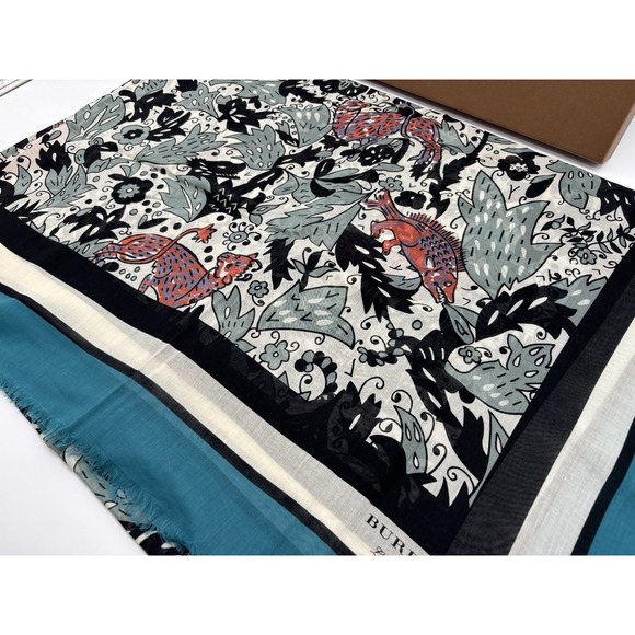 Burberry Multi-Color Print Scarf Size 195cm x 135cm – NWT - Picture 3 of 4